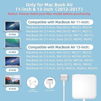 Replacement for MacBook Air charger, 45W power delivery.